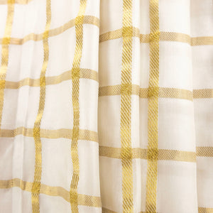 Ivory & Gold Crossbar Check Silk Gauze, drape - $20.00 yd. - Burnley & Trowbridge Co.