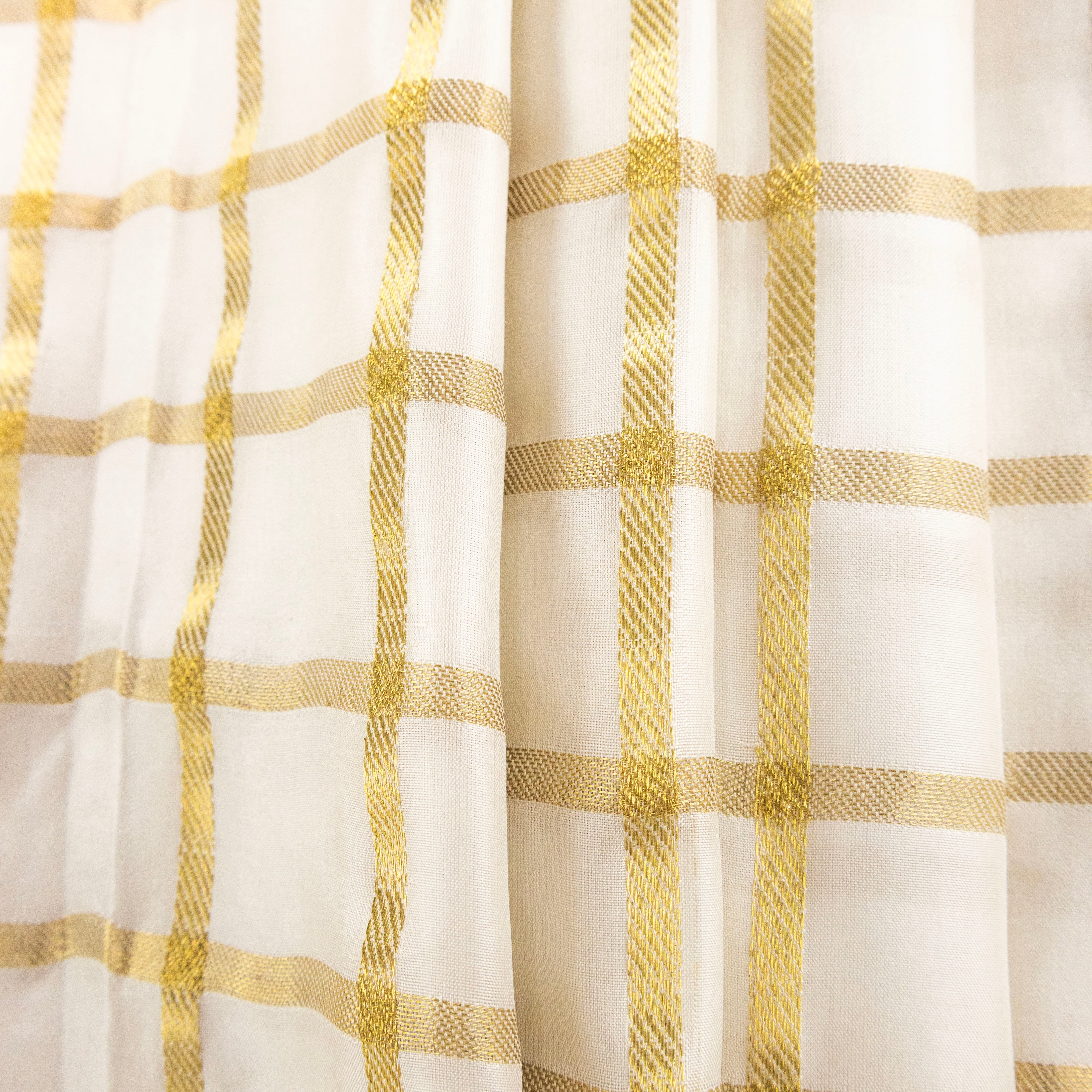 Ivory & Gold Crossbar Check Silk Gauze, drape - $20.00 yd. - Burnley & Trowbridge Co.