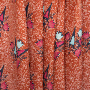 Pumpkin Ground Filigree & Flower'd Cotton, drape -  $25.00 yd. -Burnley & Trowbridge Co.