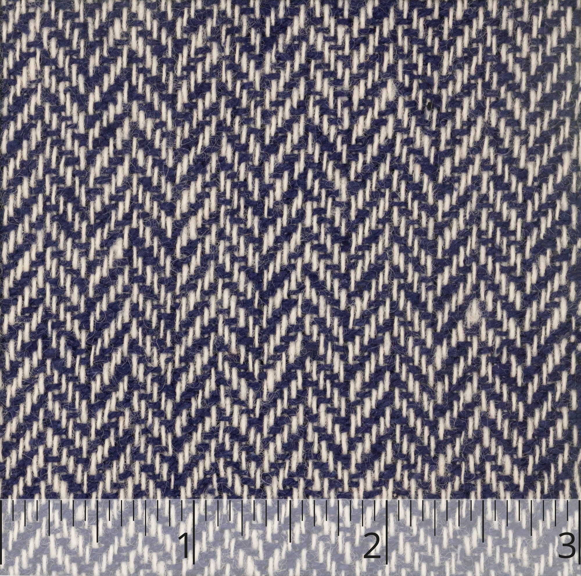 Deep Indigo & Cream Wool Herringbone - $18.00 yd - Burnley & Trowbridge Co.
