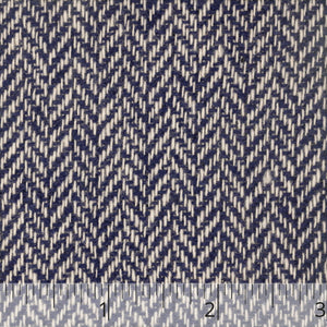 Deep Indigo & Cream Wool Herringbone - $18.00 yd - Burnley & Trowbridge Co.