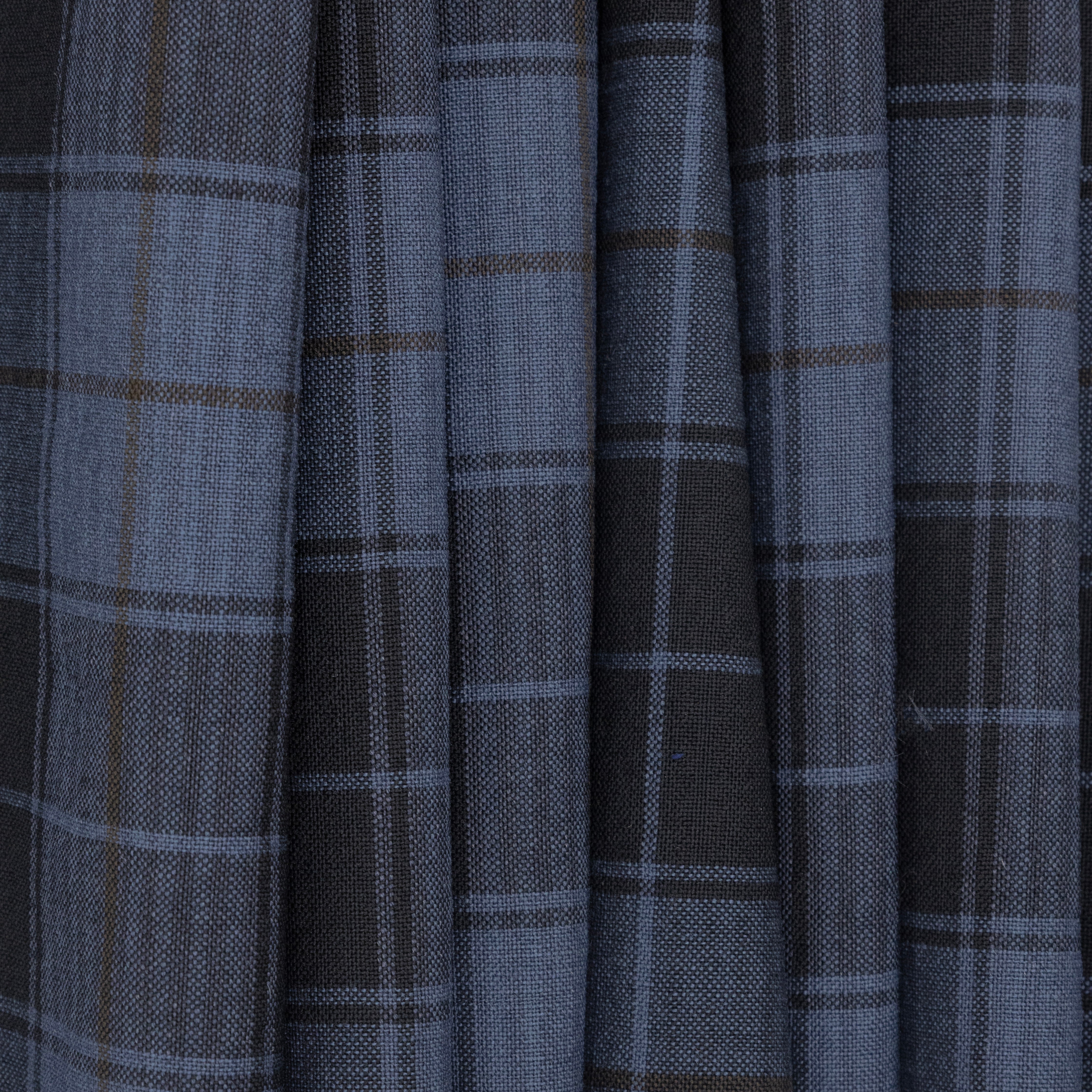 Black & Blue Lightweight Checked Worsted Wool, drape - $18.00 - Burnley & Trowbridge Co.
