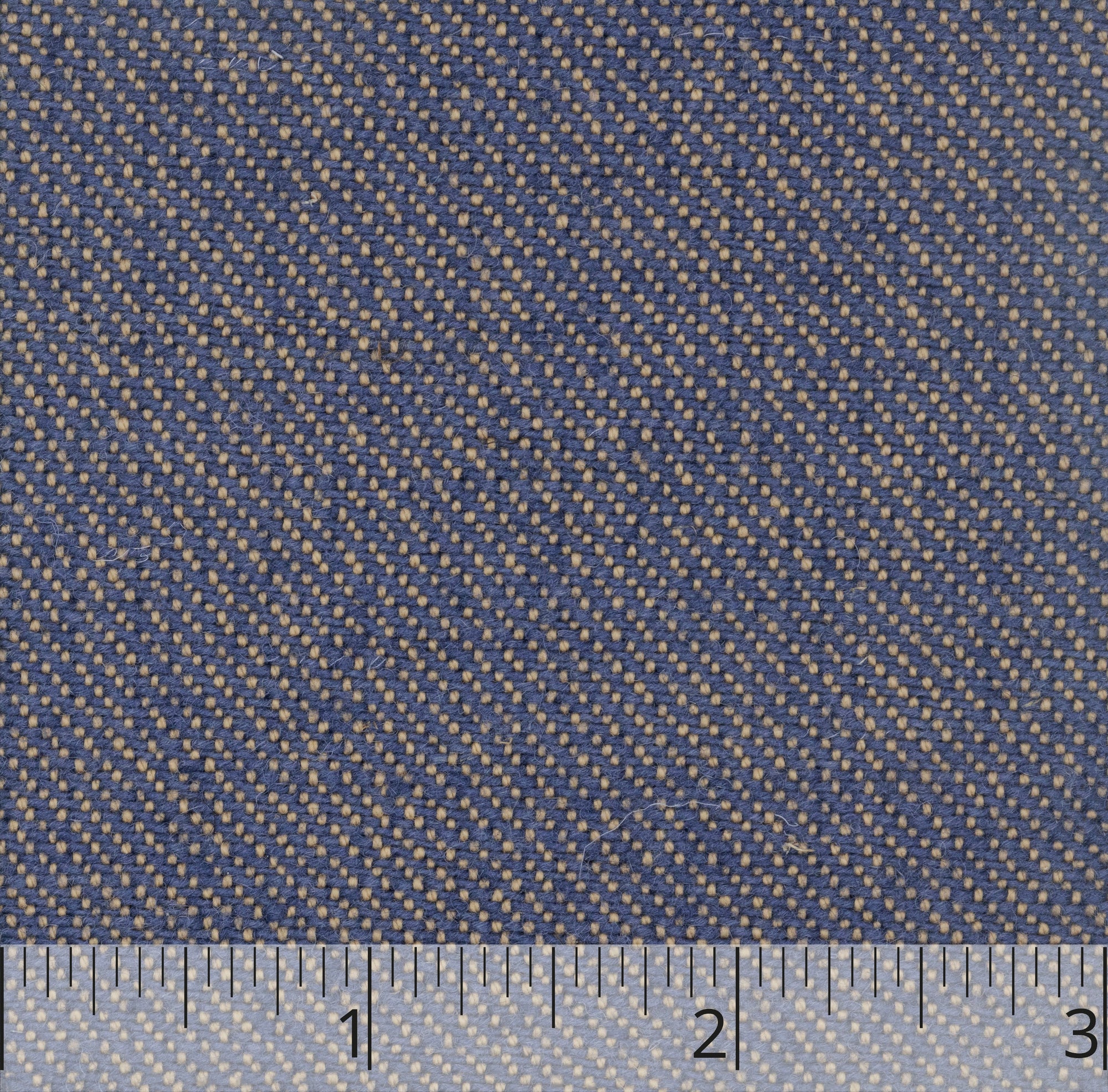 Indigo & Tan Wool & Cotton "Virginia Cloth", drape - $20.00 yd. - Burnley & Trowbridge Co.
