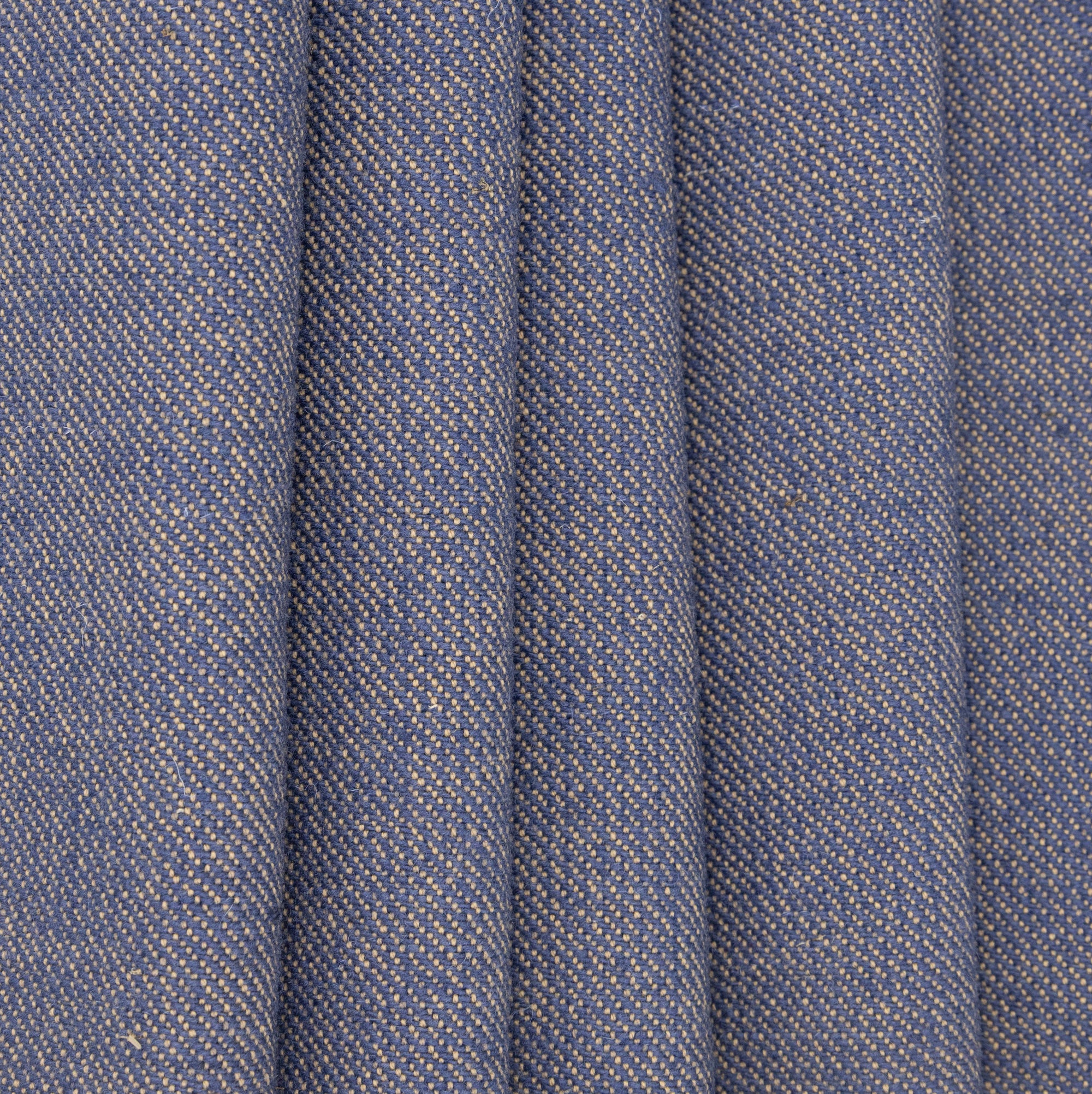 Indigo & Tan Wool & Cotton "Virginia Cloth" - $20.00 yd. - Burnley & Trowbridge Co.