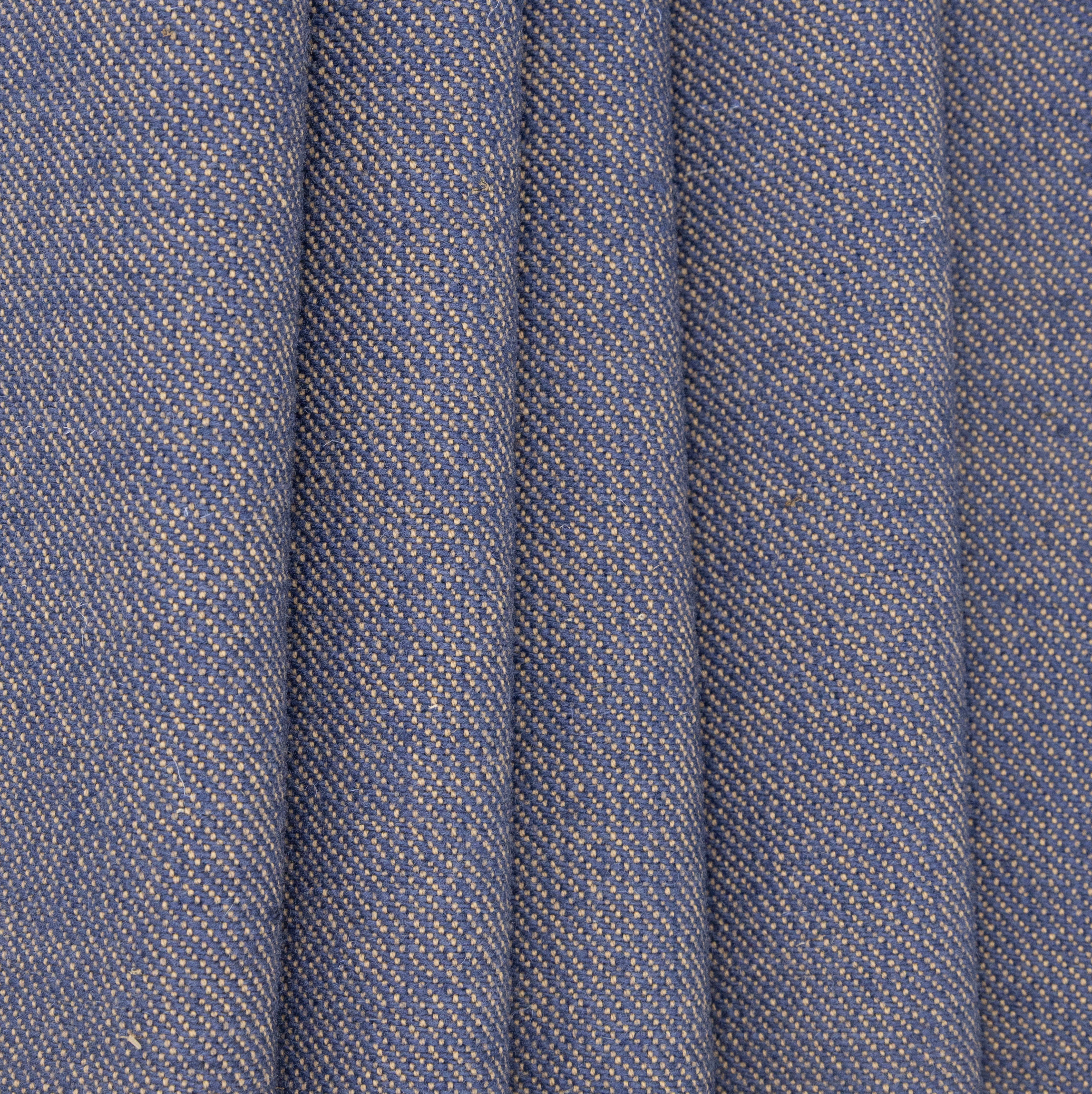 Indigo & Tan Wool & Cotton "Virginia Cloth" - $20.00 yd. - Burnley & Trowbridge Co.
