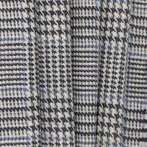 Navy, Indigo, Grey, & Cream Wool Glen Check, drape - $20.00 yd. - Burnley & Trowbridge Co.