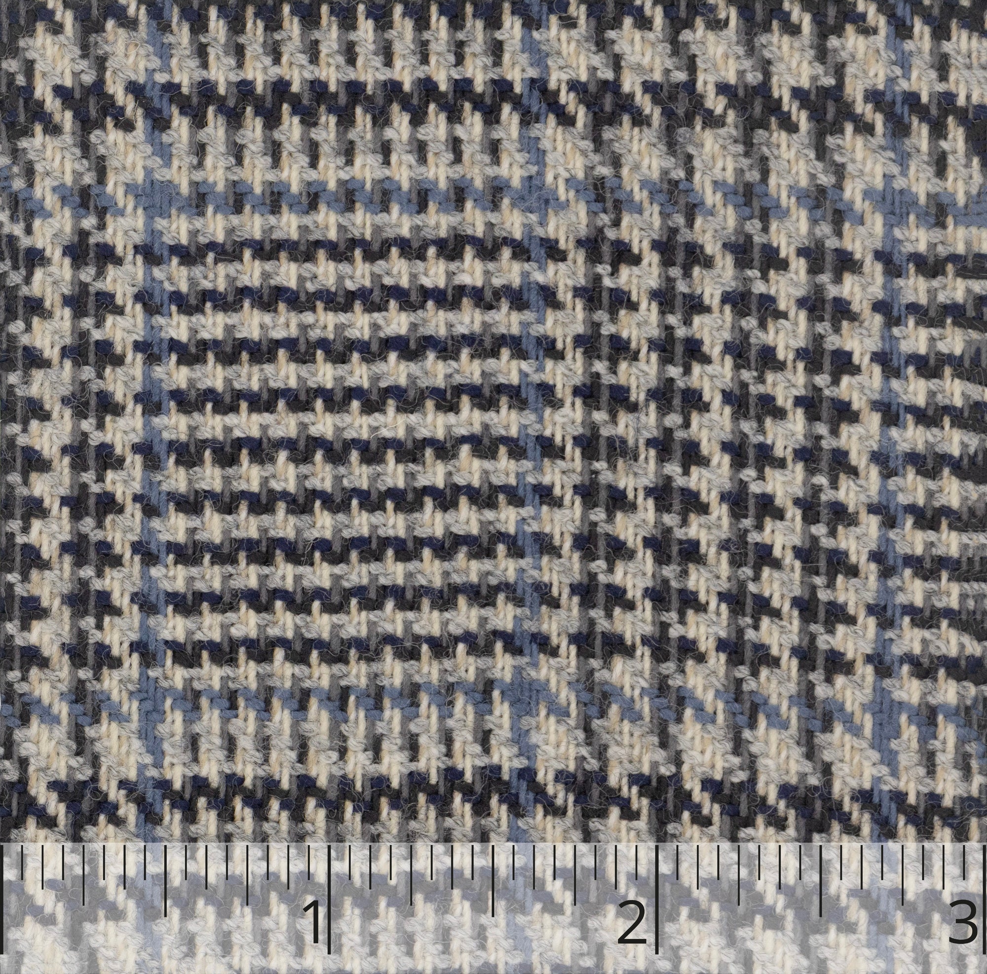 Navy, Indigo, Grey, & Cream Wool Glen Check - $20.00 yd. - Burnley & Trowbridge Co.