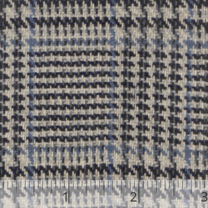 Navy, Indigo, Grey, & Cream Wool Glen Check - $20.00 yd. - Burnley & Trowbridge Co.