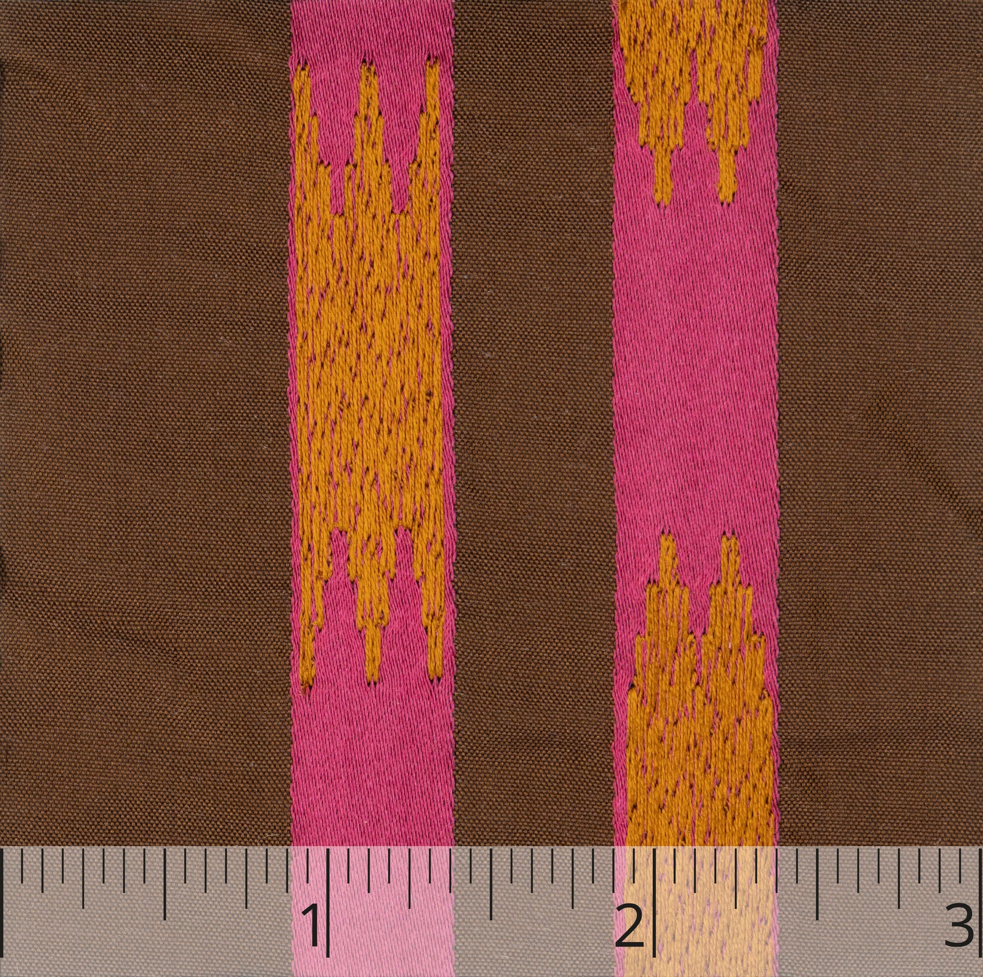 Brown, Deep Pink, & Orange Chine Embroidered Silk - $25.00 yd. - Burnley & Trowbridge Co.