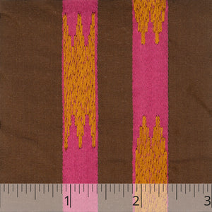Brown, Deep Pink, & Orange Chine Embroidered Silk - $25.00 yd. - Burnley & Trowbridge Co.