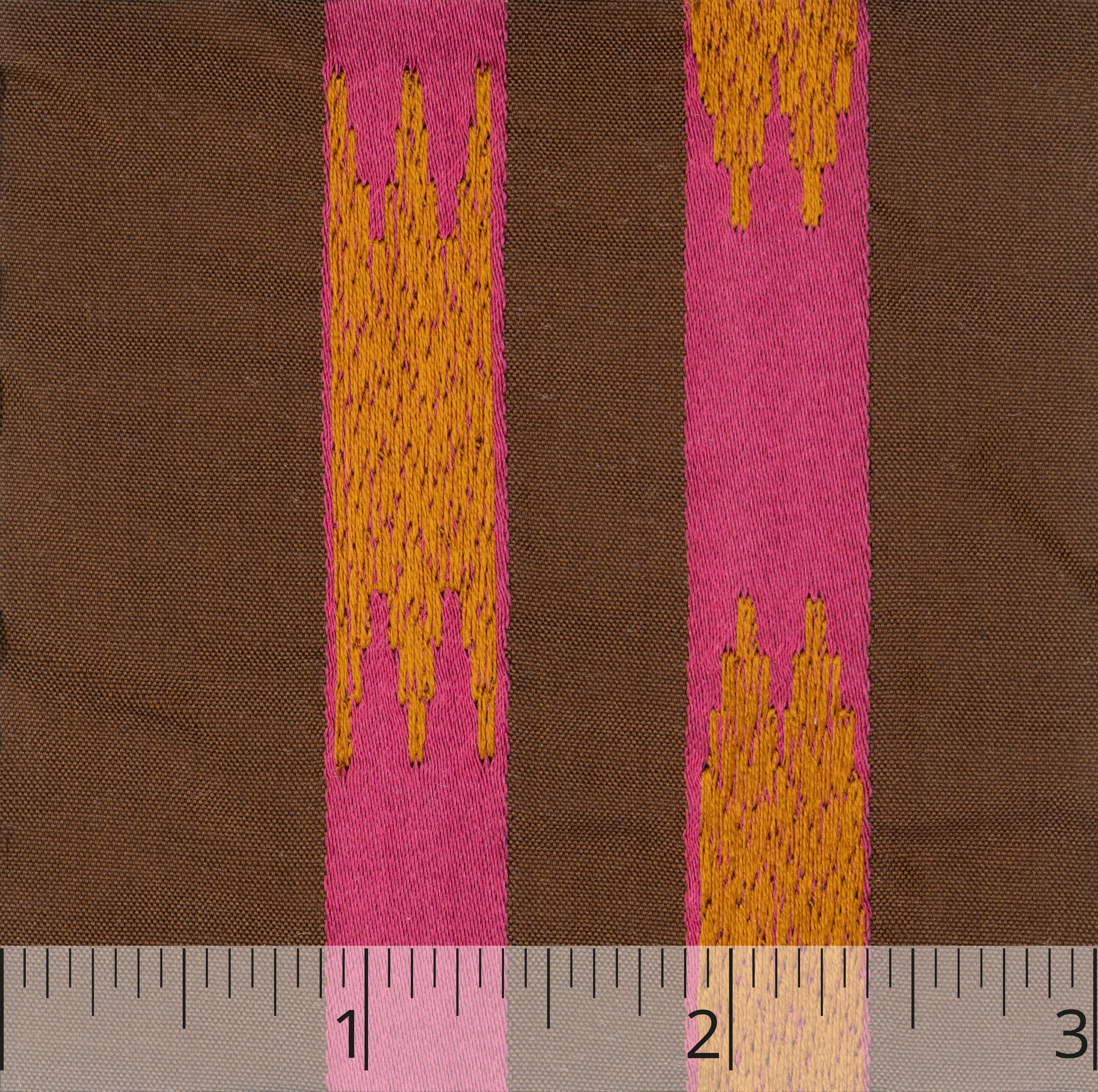 Brown, Deep Pink, & Orange Chine Embroidered Silk - $25.00 yd. - Burnley & Trowbridge Co.