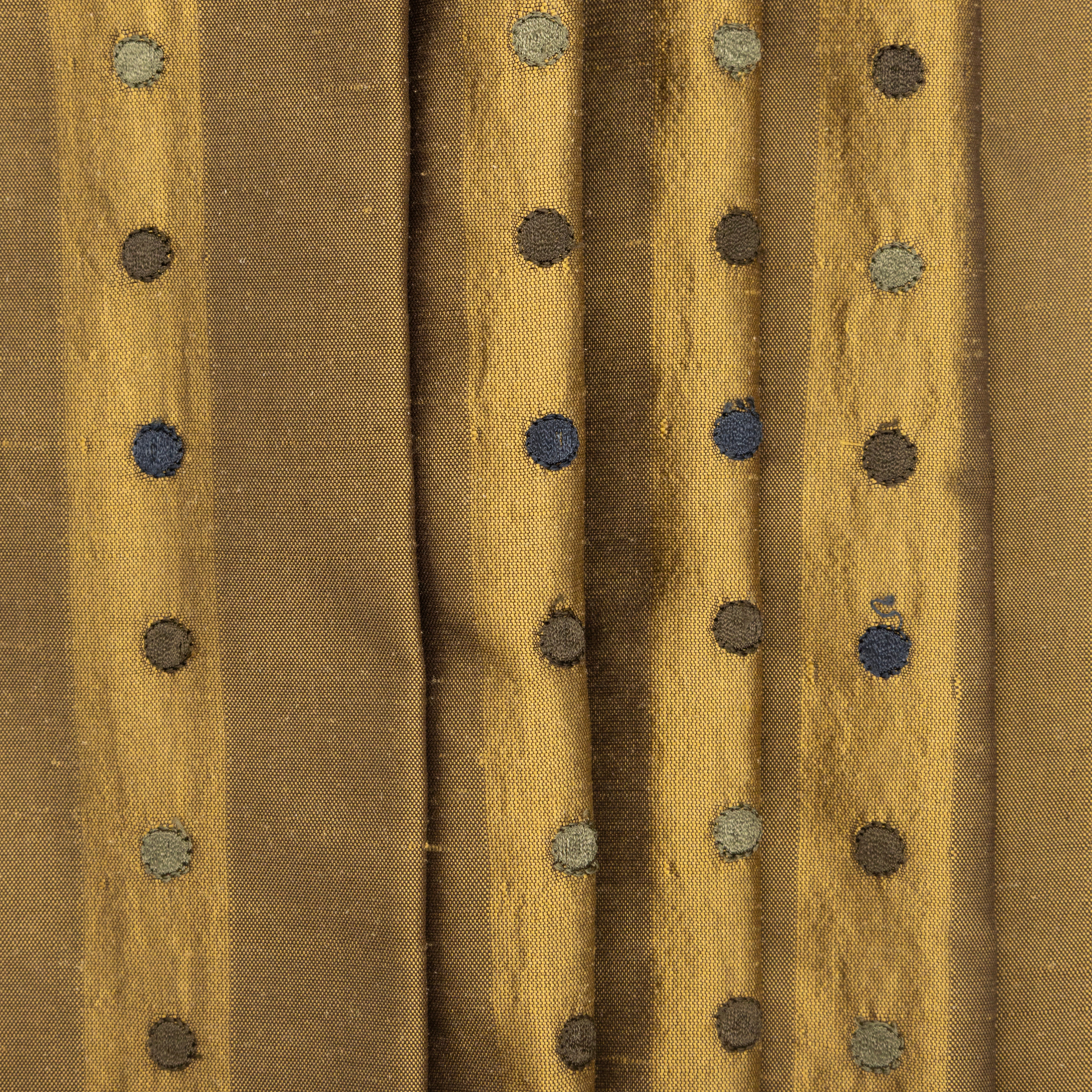 Bronze Striped & Spotted Embroidered Silk Taffeta - $25.00 yd. - Burnley & Trowbridge Co.