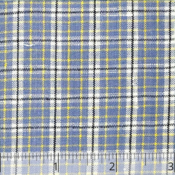 Medium Blue, White, &  Yellow Cross Bar Linen - $16.00 yd. - Burnley & Trowbridge Co.