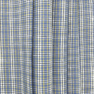 Medium Blue, White, &  Yellow Cross Bar Linen, drape - $16.00 yd. - Burnley & Trowbridge Co.