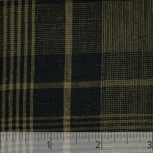 Olive & Black Lightweight Linen Check - $16.00 yd. - Burnley & Trowbridge Co.