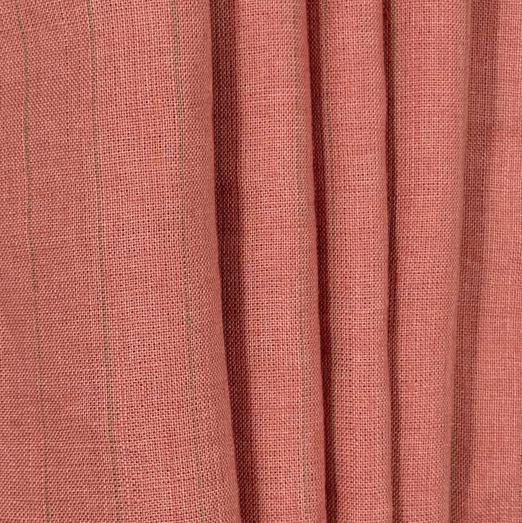 Rose & Grey Stripe Linen, drape - $16.00 yd. - Burnley & Trowbridge Co.