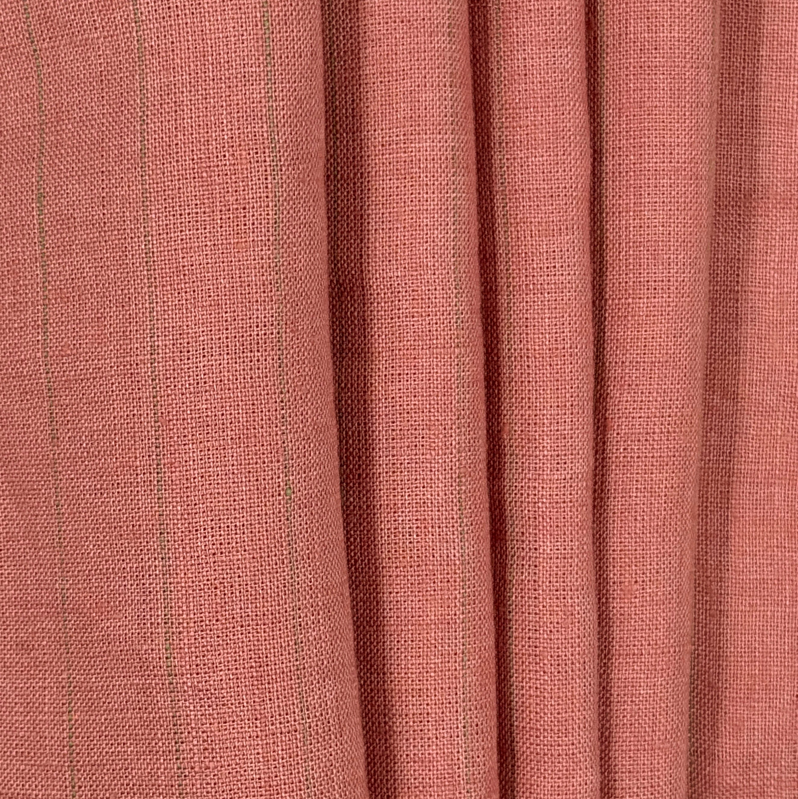 Rose & Grey Stripe Linen, drape - $16.00 yd. - Burnley & Trowbridge Co.
