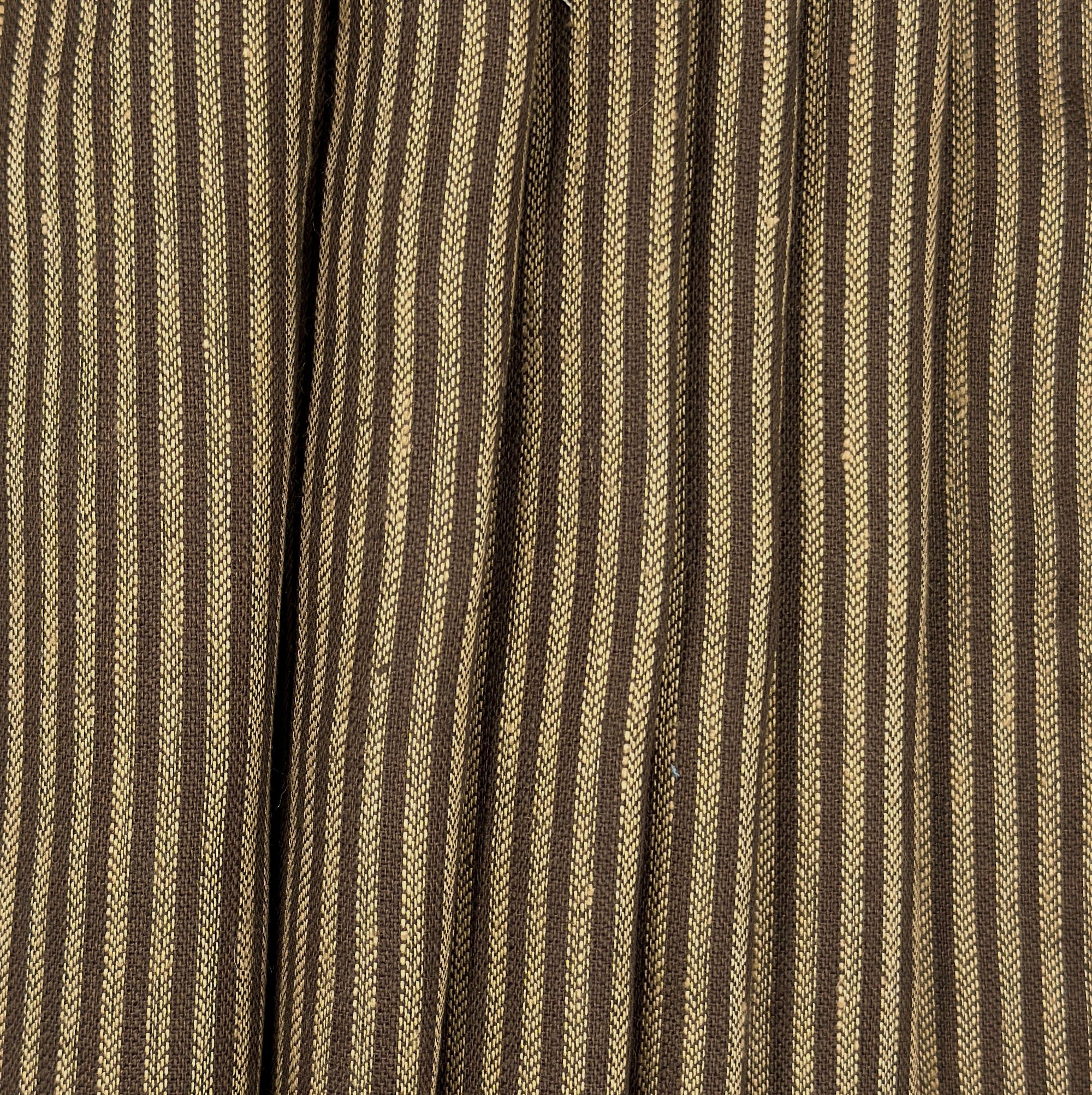 Brown & Gold Striped Herringbone Linen "Ticking", drape - $16.00 yd. - Burnley & Trowbridge Co.