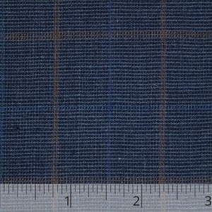 Indigo & Brown Cross Bar Checked Linen - $16.00 yd. - Burnley & Trowbridge Co.
