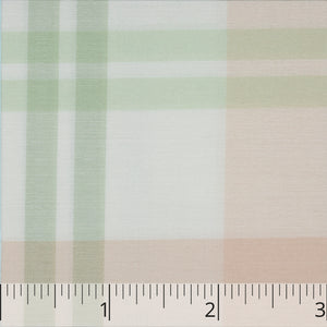 Cream, Pink, Green, & Apricot Checked Silk & Cotton Gauze - $17.00 yd. - Burnley & Trowbridge Co.