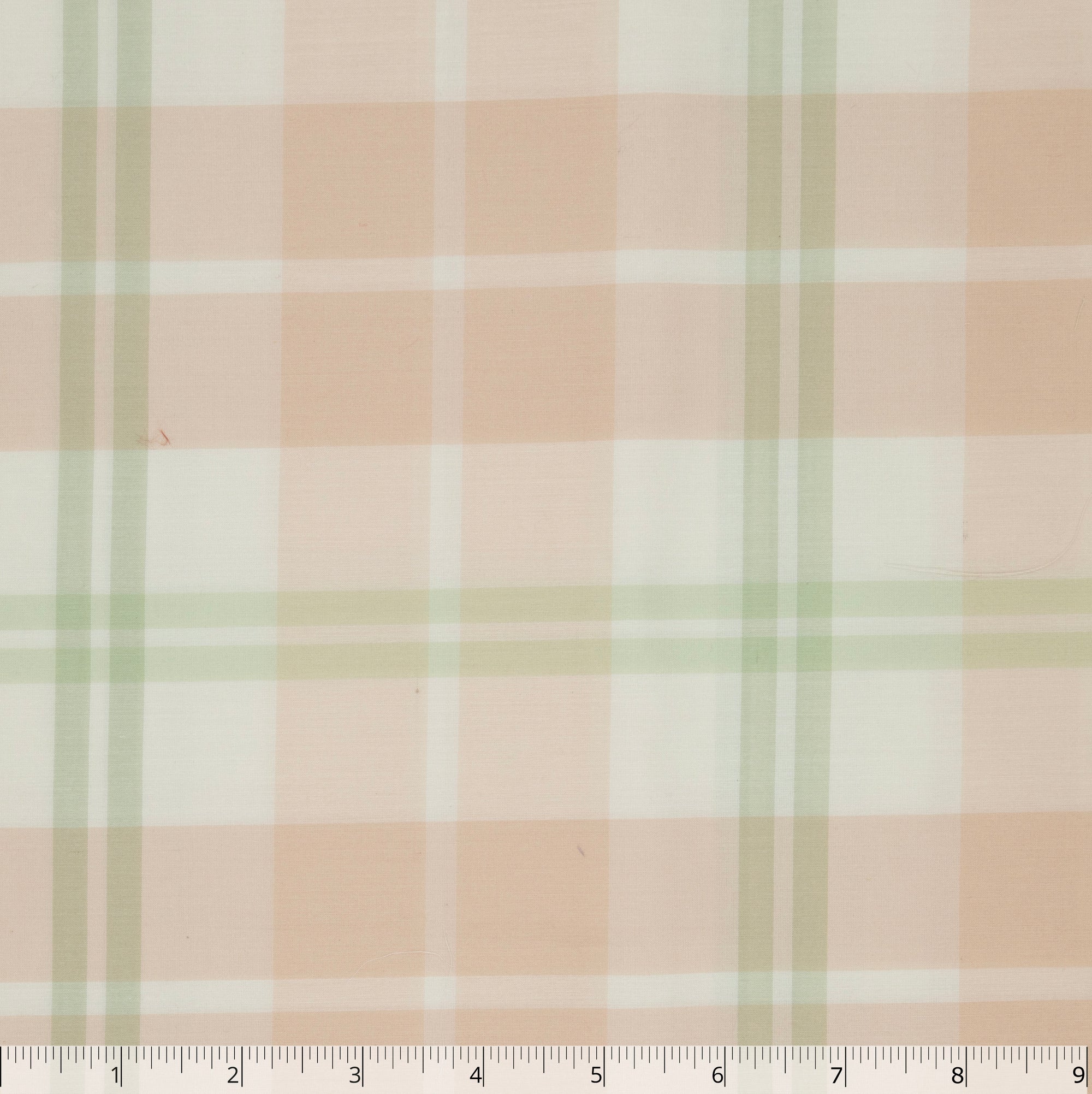 Cream, Pink, Green, & Apricot Checked Silk & Cotton Gauze, 9 inch - $17.00 yd. - Burnley & Trowbridge Co.