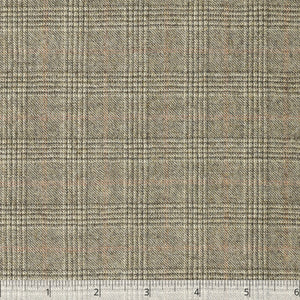 Brown, Tan, & Rose Checked Wool "Flannel", 6 inch  - $20.00 yd - Burnley & Trowbridge Co.