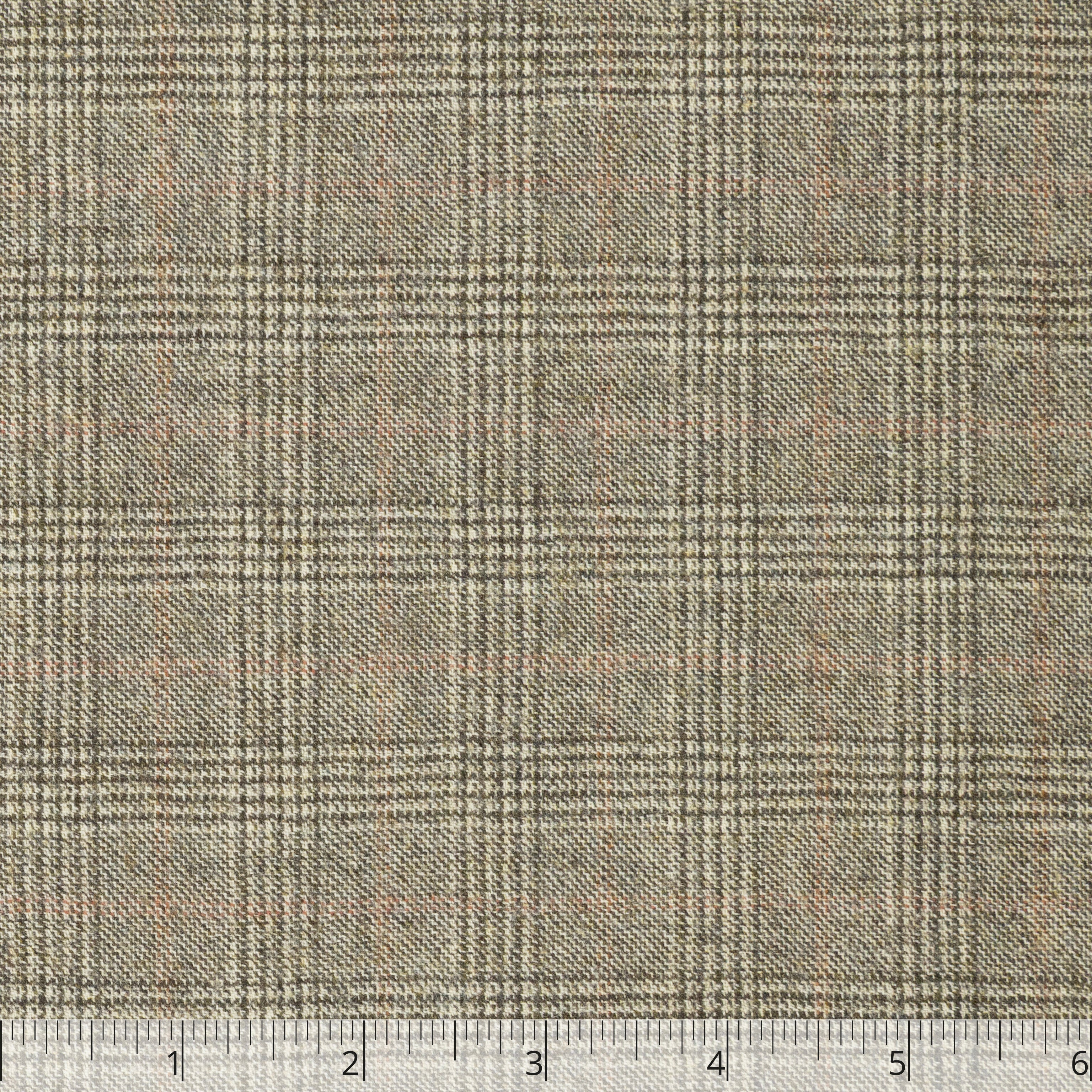 Brown, Tan, & Rose Checked Wool "Flannel", 6 inch  - $20.00 yd - Burnley & Trowbridge Co.