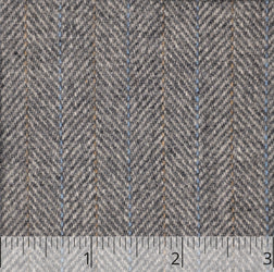 Grey, Blue, & Orange Worsted Wool Herringbone - $18.00 yd - Burnley & Trowbridge Co.