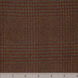 Dark Brown, Merlot, Olive, & Blue Glen Check Wool, 6 inch - $18.00 yd. - Burnley & Trowbridge Co.