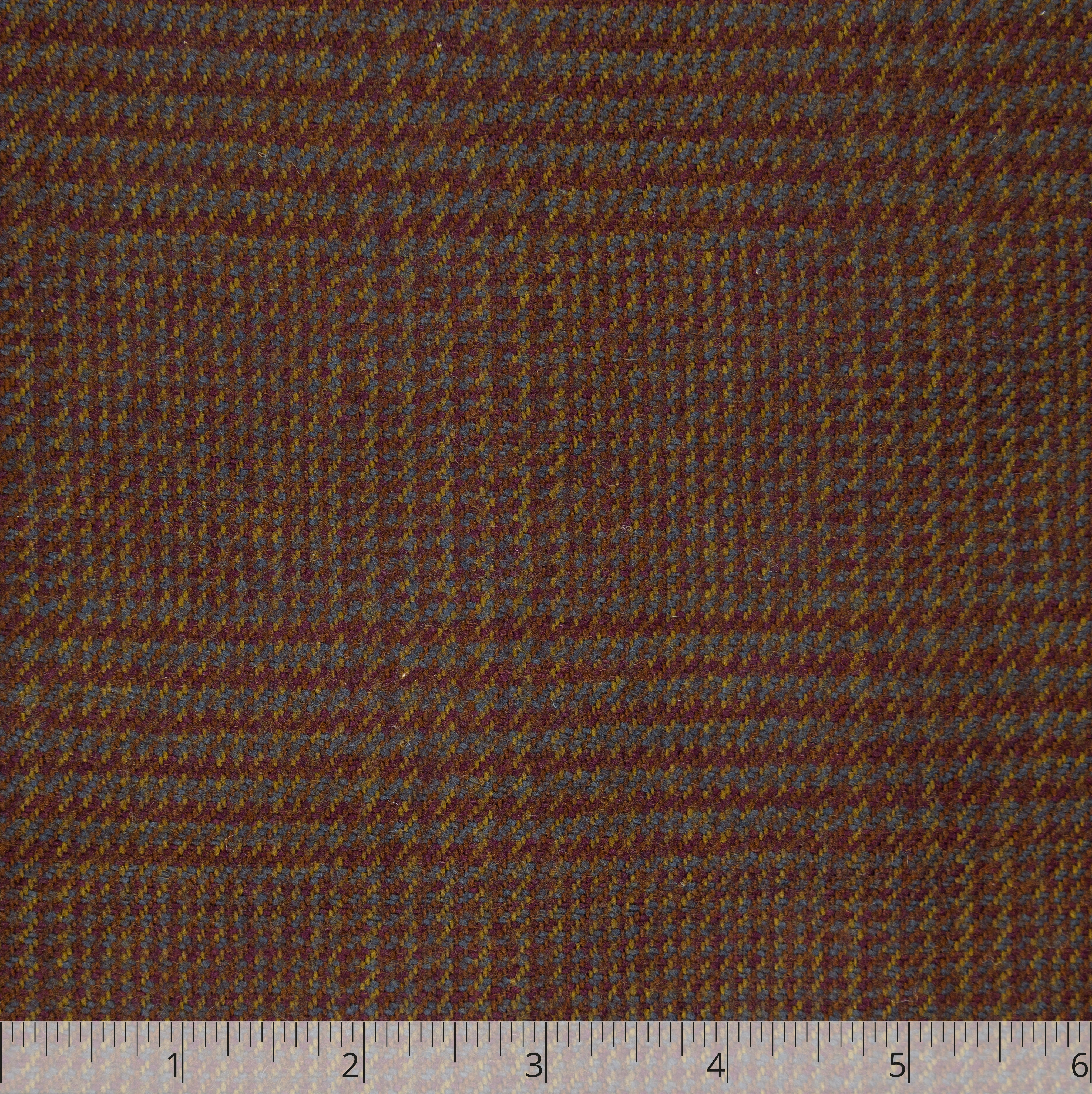 Dark Brown, Merlot, Olive, & Blue Glen Check Wool, 6 inch - $18.00 yd. - Burnley & Trowbridge Co.