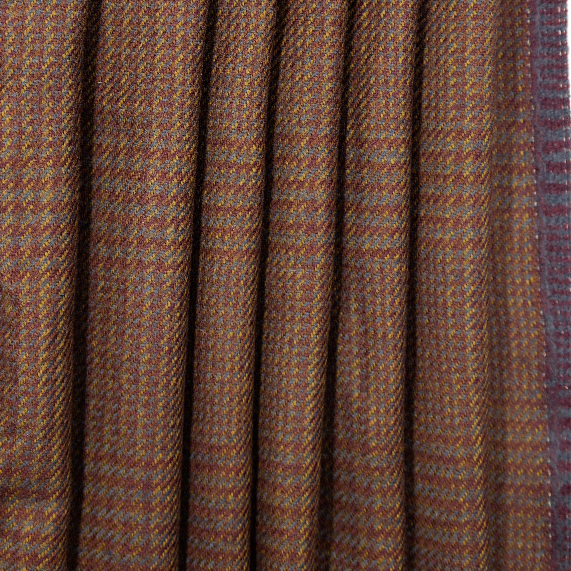 Dark Brown, Merlot, Olive, & Blue Glen Check Wool, drape - $18.00 yd. - Burnley & Trowbridge Co.