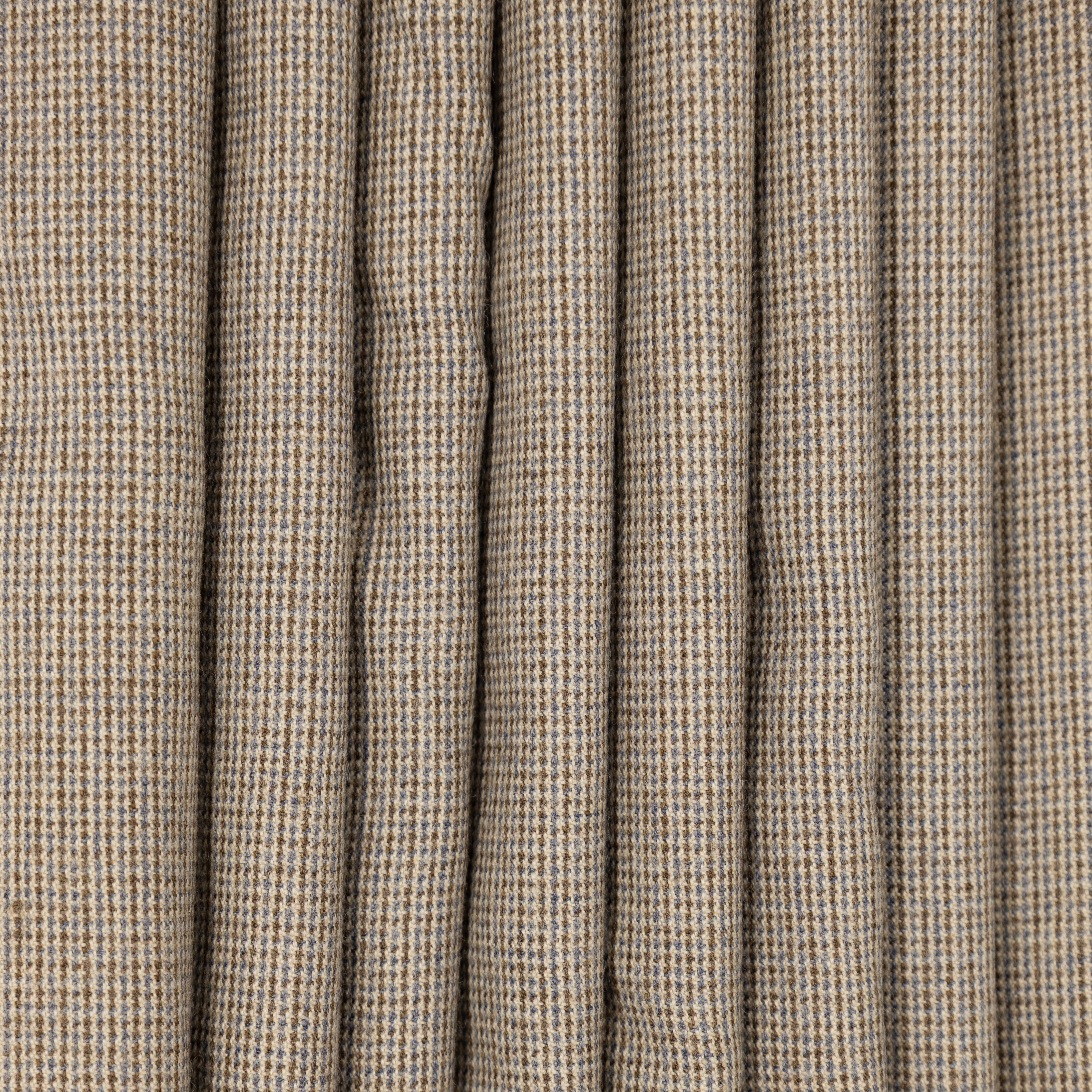 Blue, Brown, & Natural Checked Worsted Wool, drape - $18.00 - Burnley & Trowbridge Co.