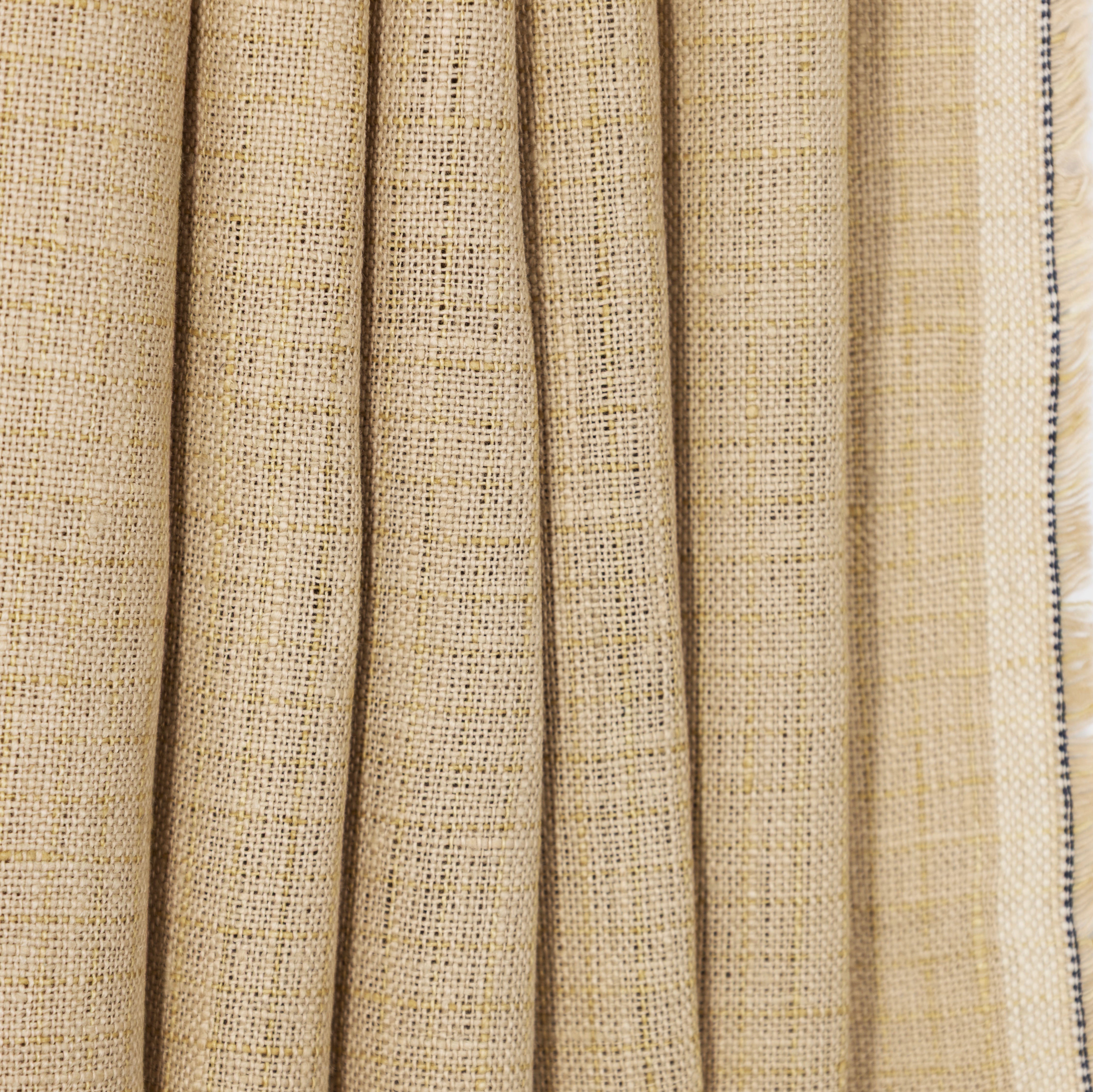 Warm Natural Checked Medium Weight Linen, Drape - $24.00 yd. - Burnley & Trowbridge Co.