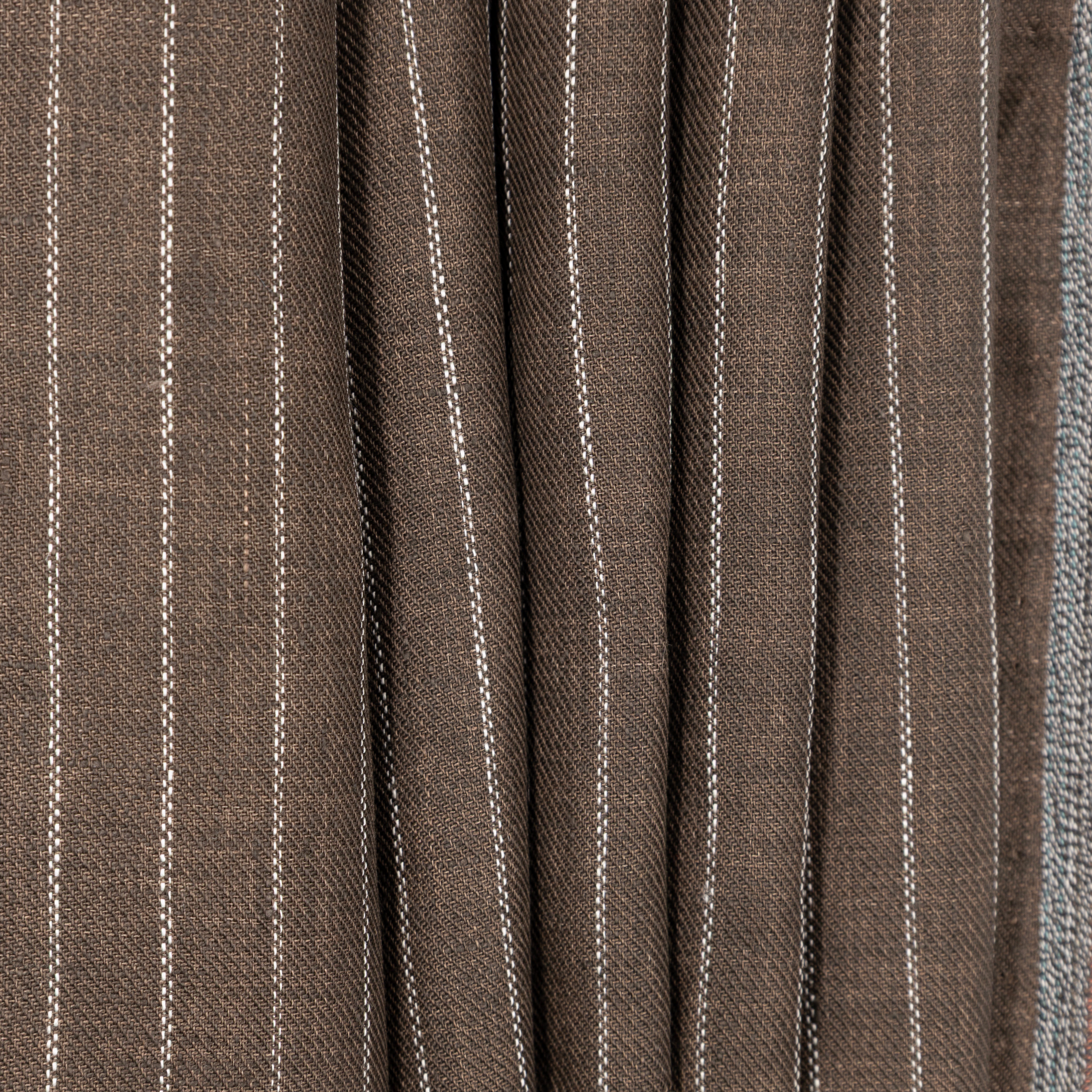 Brown & White Striped Herringbone Linen, drape - $18.00 yd. - Burnley & Trowbridge Co.