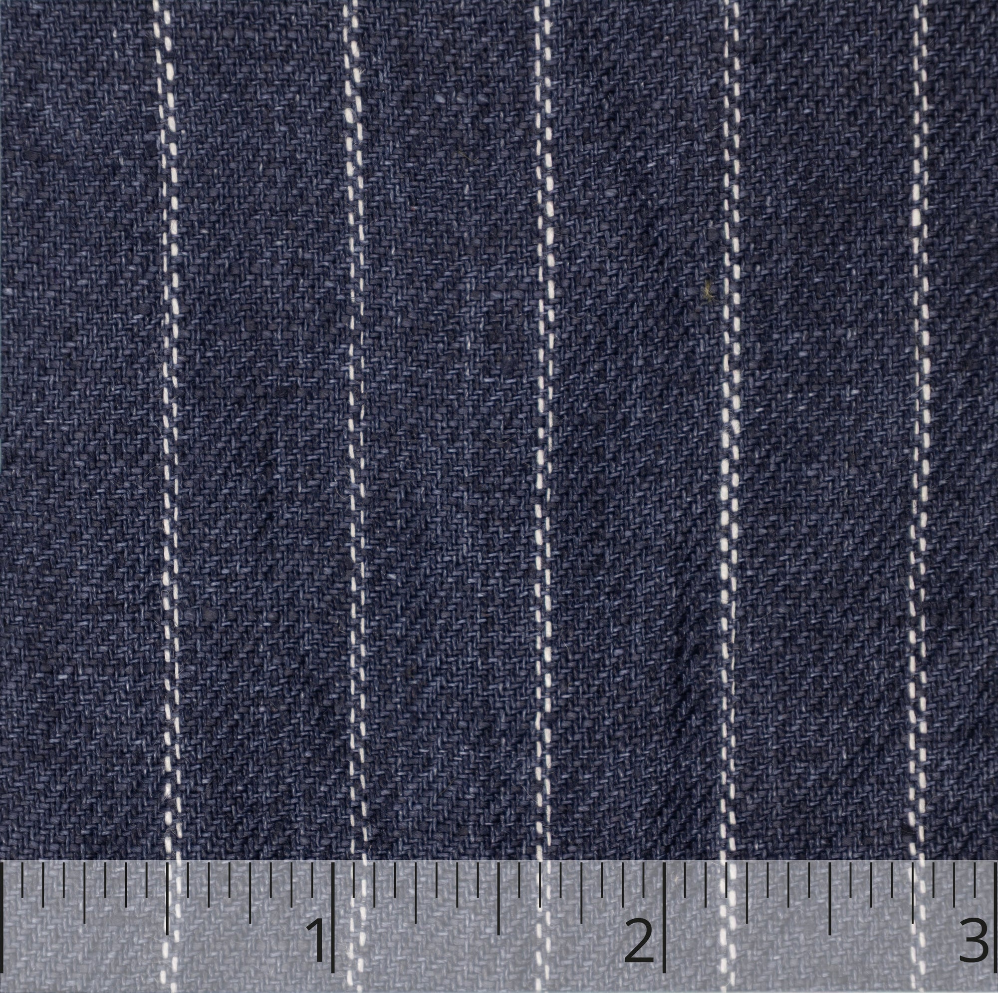 Dark Indigo & White Striped Herringbone Linen - $18.00 yd. - Burnley & Trowbridge Co.