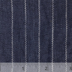 Dark Indigo & White Striped Herringbone Linen - $18.00 yd. - Burnley & Trowbridge Co.