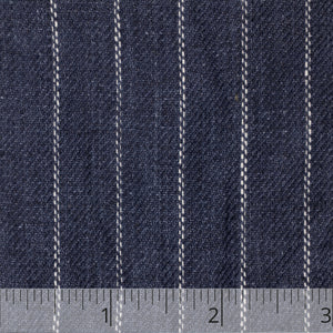 Dark Indigo & White Striped Herringbone Linen - $18.00 yd. - Burnley & Trowbridge Co.