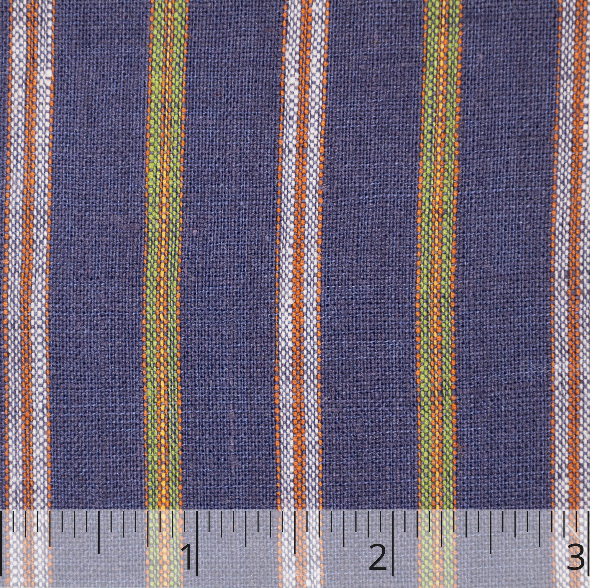 Indigo, Green, Madder, & White Striped Linen - $16.00 yd. - Burnley & Trowbridge Co.