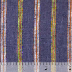 Indigo, Green, Madder, & White Striped Linen - $16.00 yd. - Burnley & Trowbridge Co.