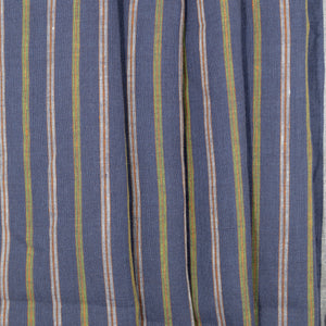 Indigo, Green, Madder, & White Striped Linen, drape - $16.00 yd. - Burnley & Trowbridge Co.