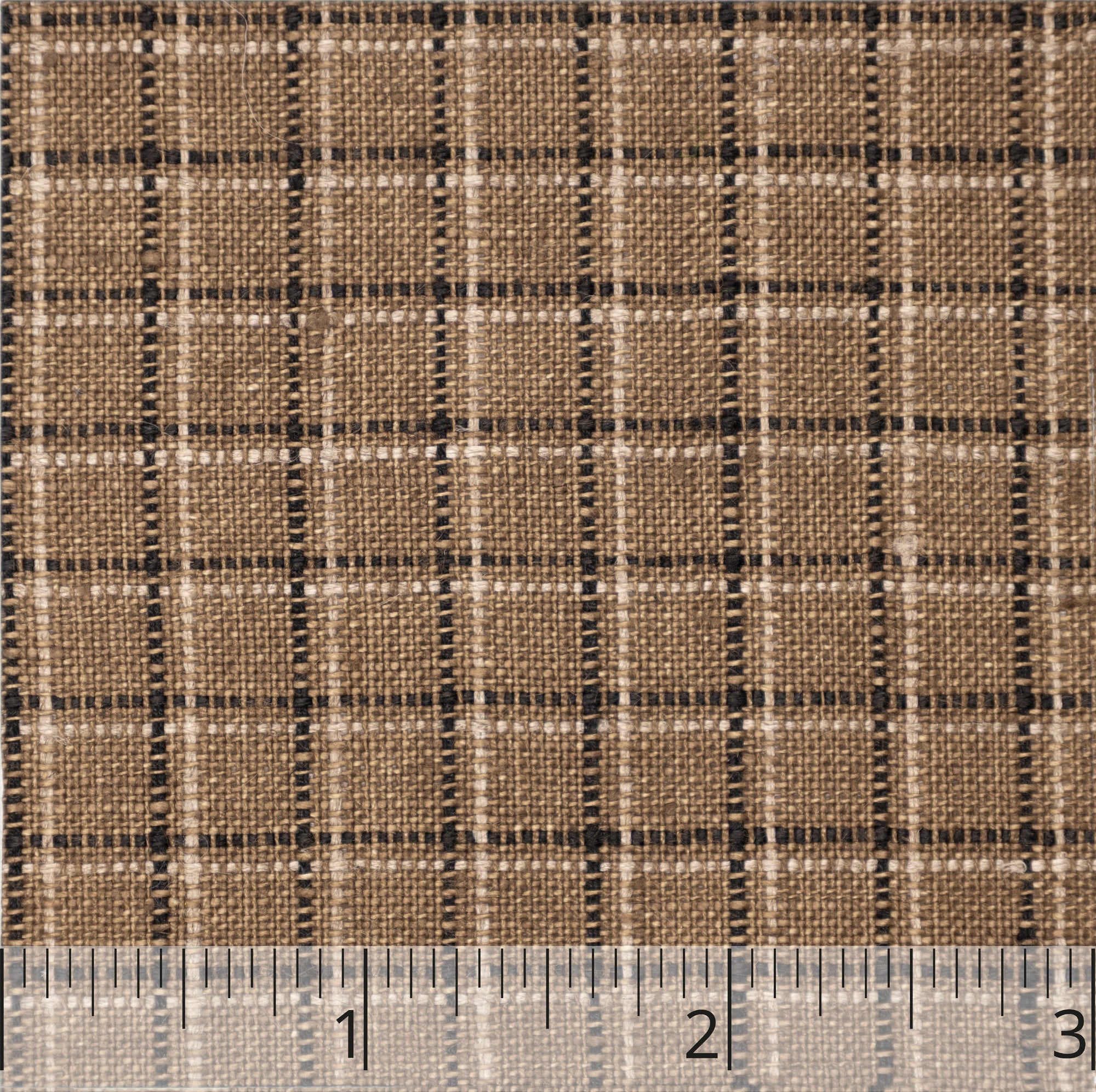 Chocolate, Natural, & Black Checked Linen - $16.00 yd. - Burnley & Trowbridge Co.