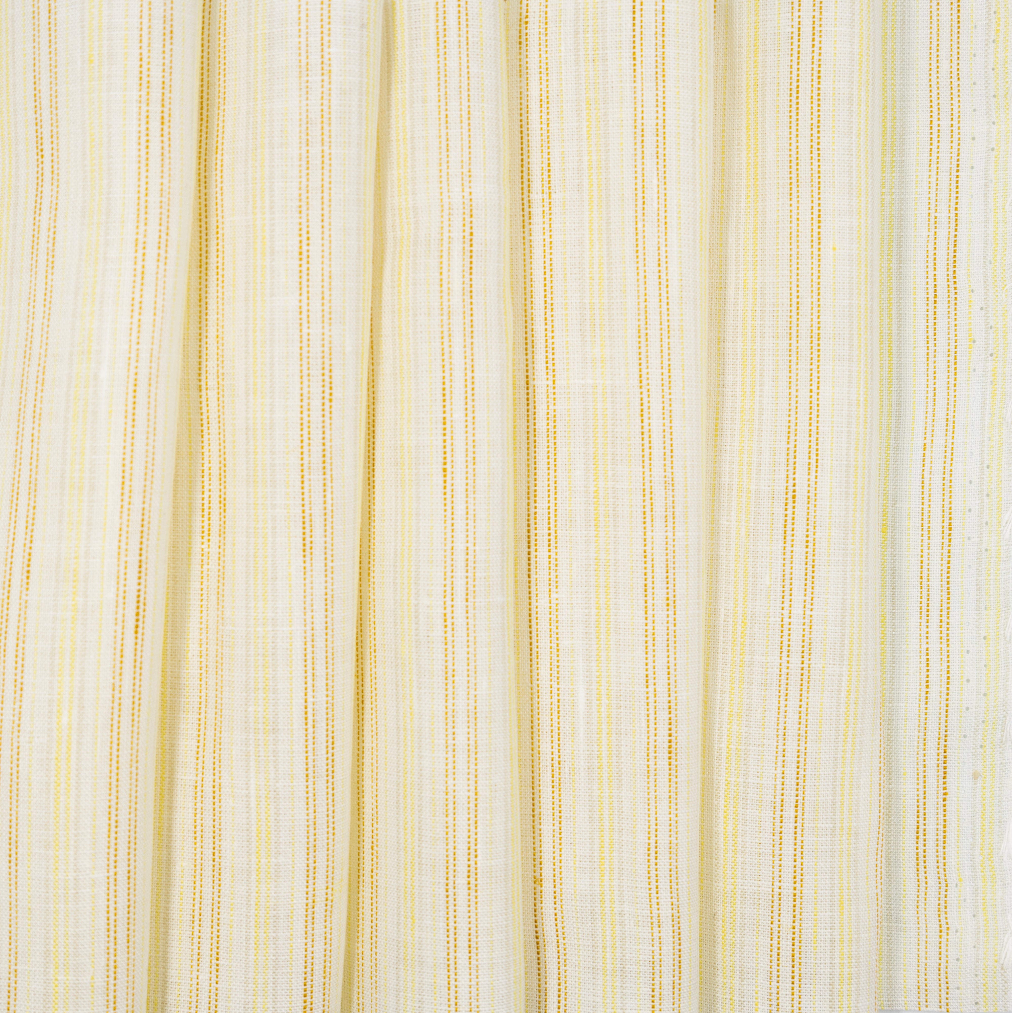 Yellow, Gold, & Cream Stripe Linen, drape  - $16.00 yd. - Burnley & Trowbridge Co.