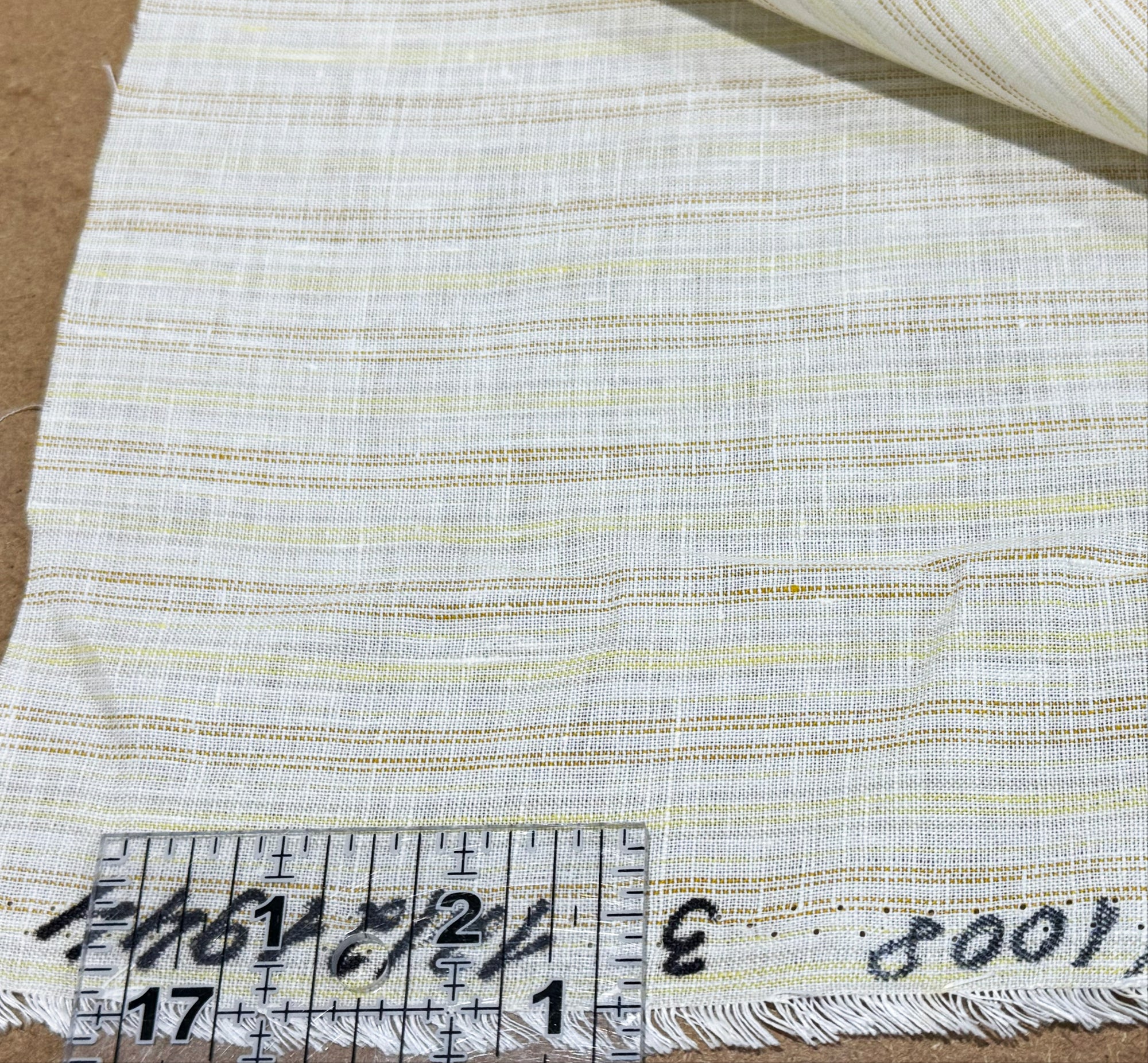 Yellow, Gold, & Cream Stripe Linen - $16.00 yd.