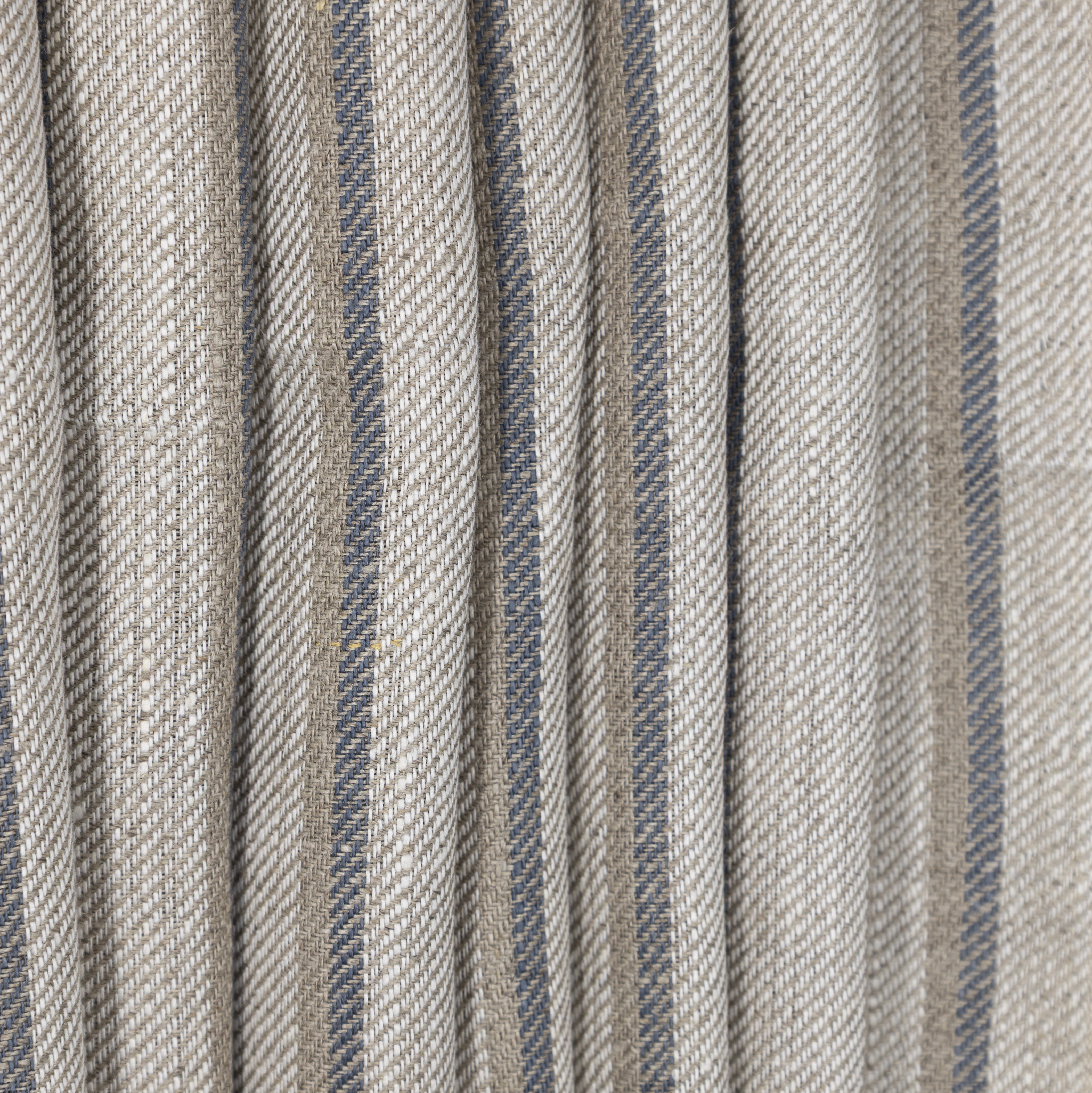 Dark Indigo & Natural Striped Linen Ticking, drape - $18.00 yd. - Burnley & Trowbridge Co.