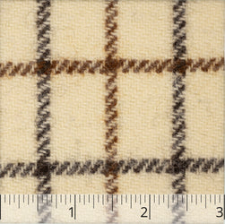 Brown & Cream "Chek'd" Wool - $39.00 yd. - Burnley & Trowbridge Co.