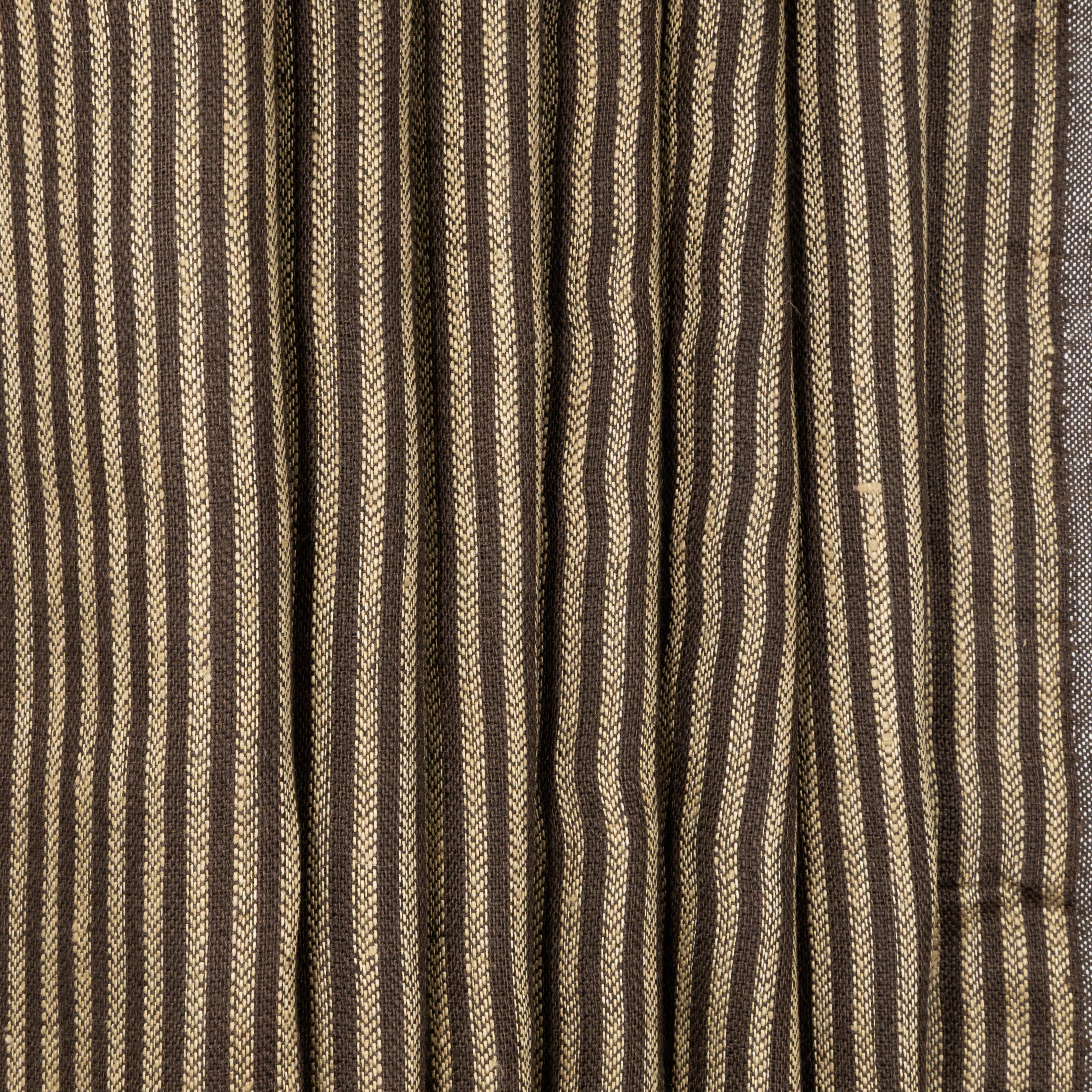 Brown & Gold Striped Herringbone Linen "Ticking", drape - $16.00 yd. - Burnley & Trowbridge Co.