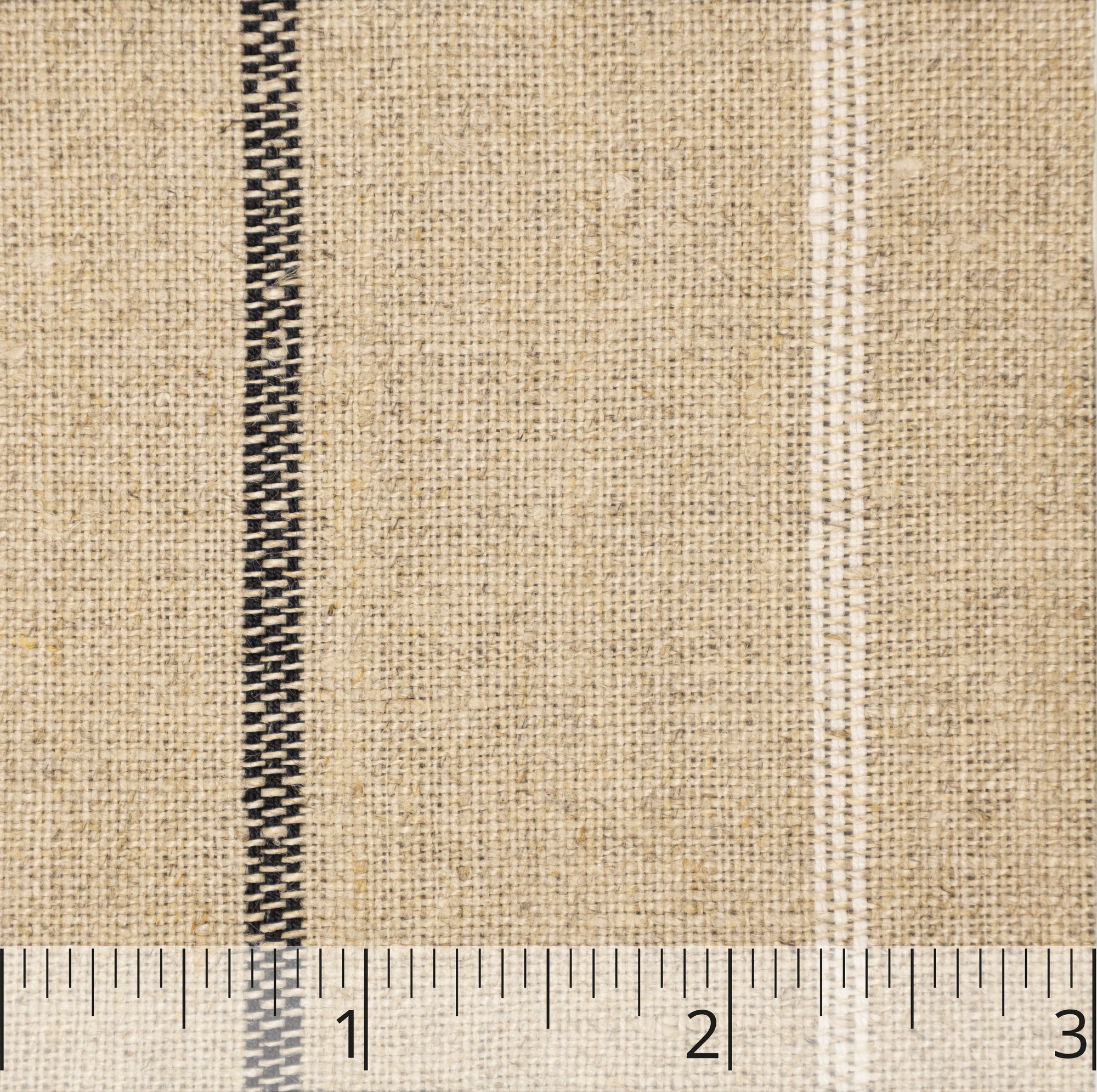 Natural, Black, & White Medium Weight Striped Linen - $18.00 yd. - Burnley & Trowbridge Co.