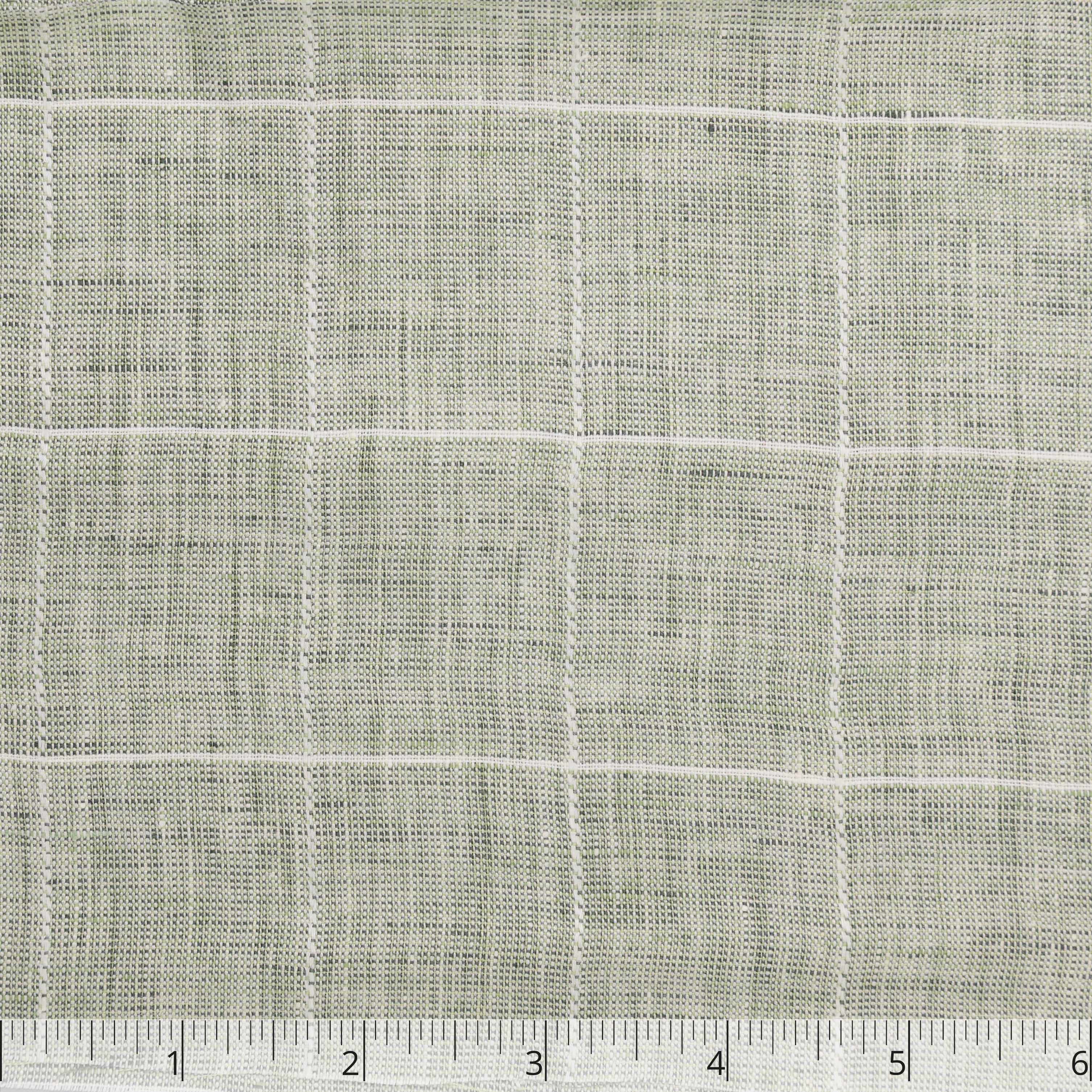 Green & White Windowpane Checked Linen, 6 inch  - $16.00 yd. - Burnley & Trowbridge Co.