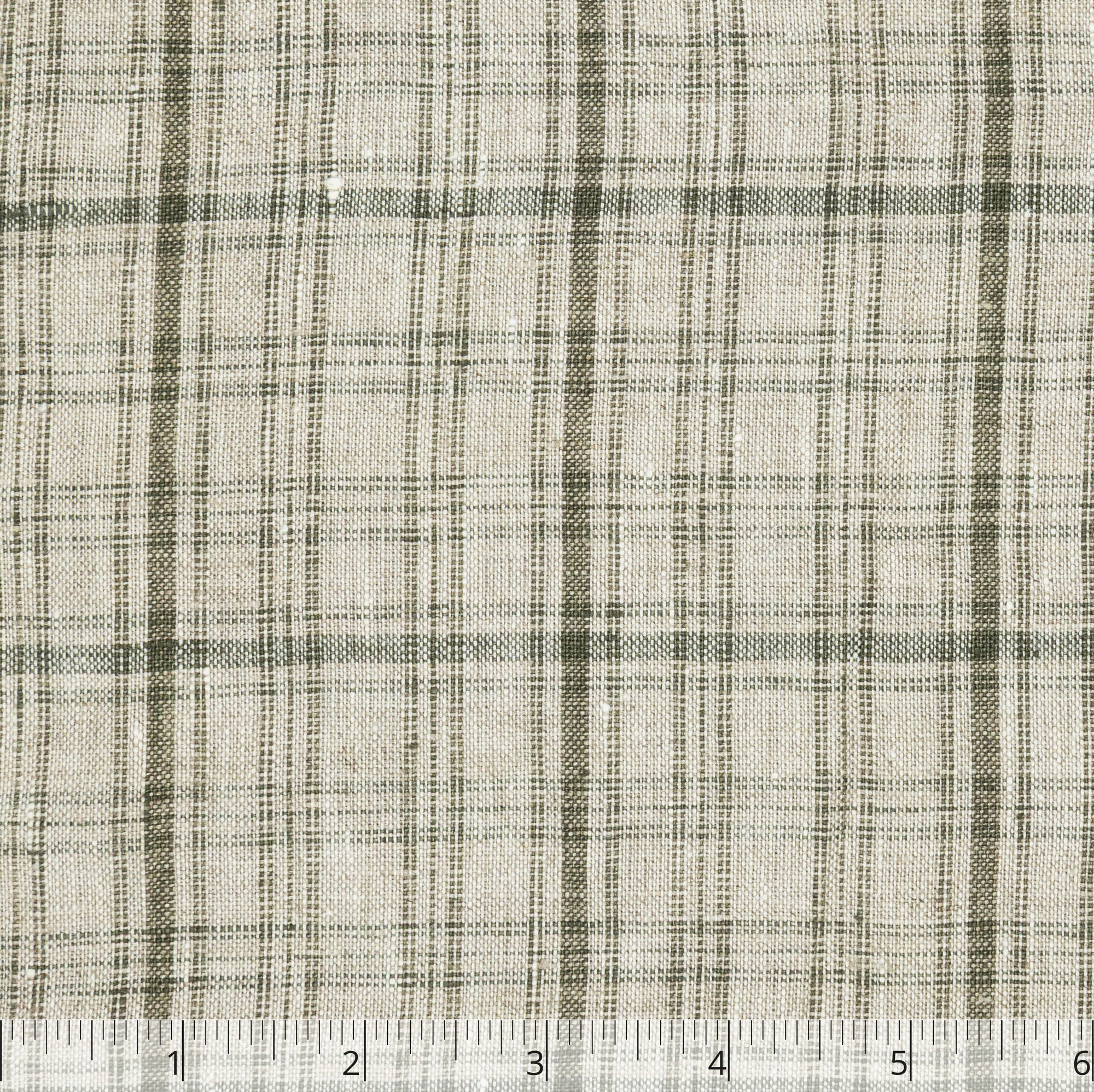 Olive & Natural Checked Linen, 6 inch - $16.00 yd. - Burnley & Trowbridge Co.