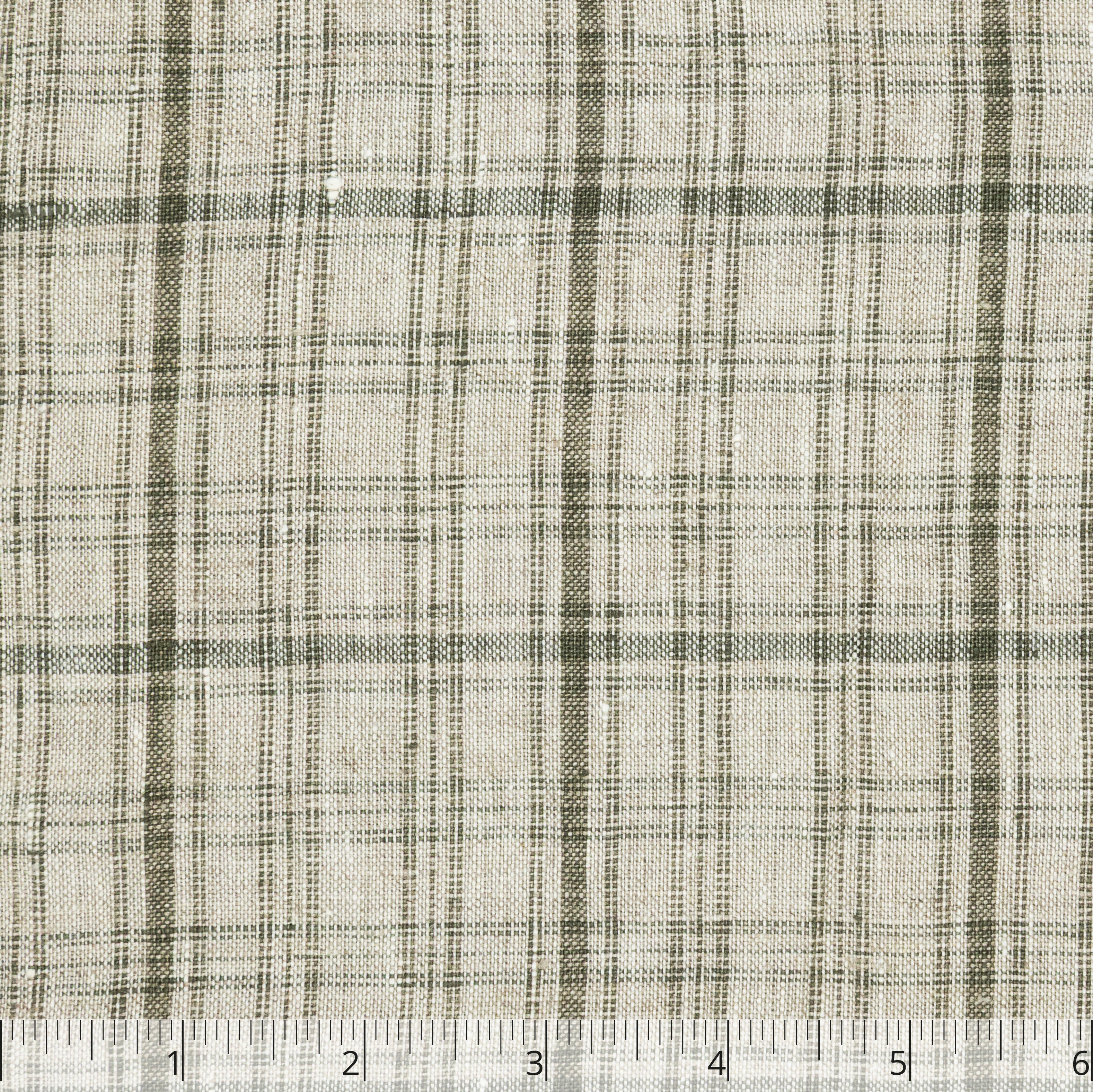 Olive & Natural Checked Linen, 6 inch - $16.00 yd. - Burnley & Trowbridge Co.